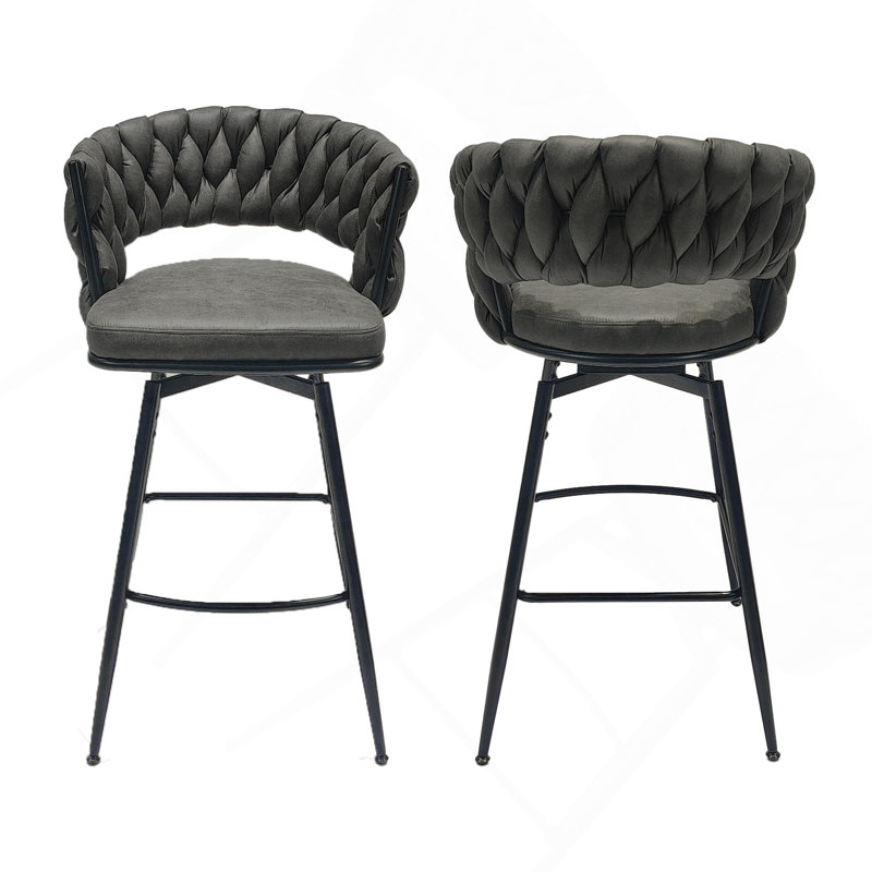 Ensemble de 2 tabourets de bar 28 "en cuir technique, Gris foncé
