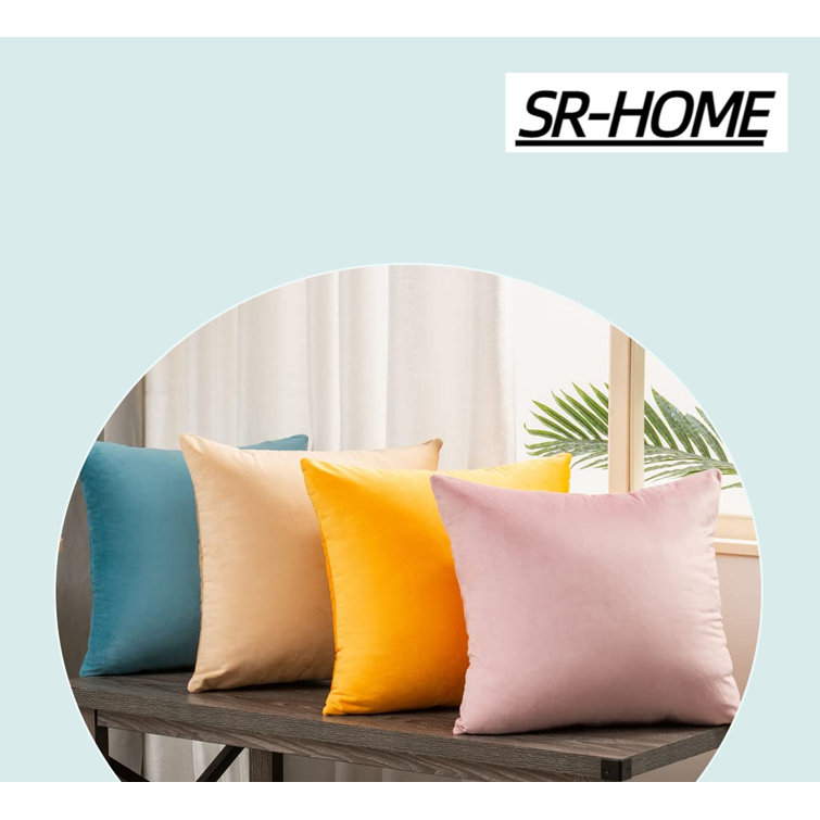 SR-HOME Striped Faux Leather/cotton Pillow Cover