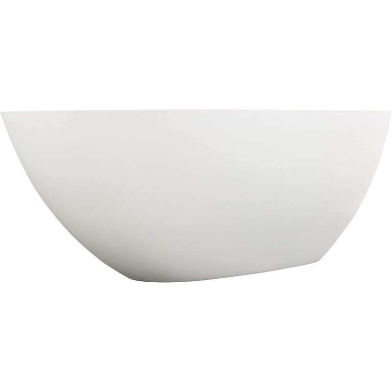Matte White 59" Stone Resin Freestanding Soaking Bathtub, , Spa - Immersion Bath, Warm Water Holding, Wide Sitting Area Style Bathing, Space