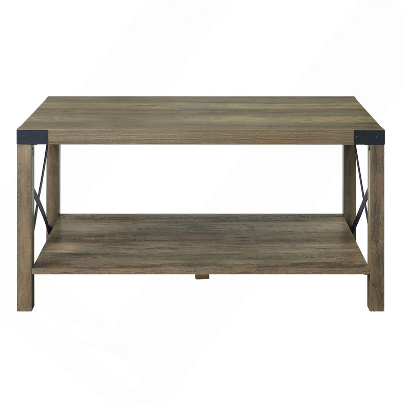 Coffee Table Rustic Oak With Bottom Shelf.