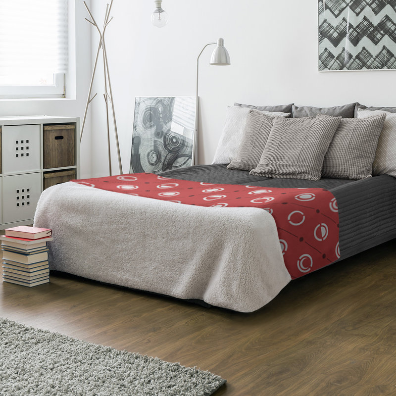 Couverture polaire moon phases, l 50 po x L 60 po, Rouge / Accent de noir
