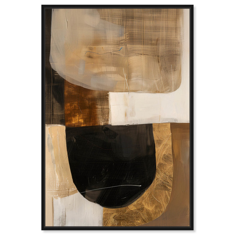 Soil Canvas Midcentury Abstract par Art Remedy, Cadre noir, H 16 po x l 11 po