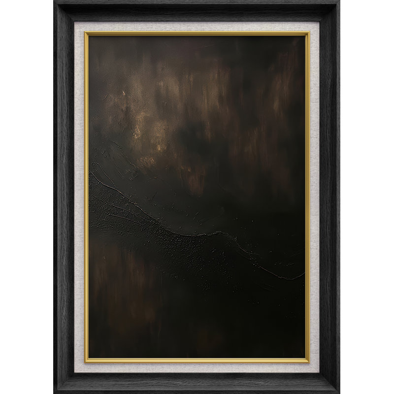 Moody brun foncé, texture abstraite, décoration murale pour le salon ou le bureau - impression sur toile encadrée