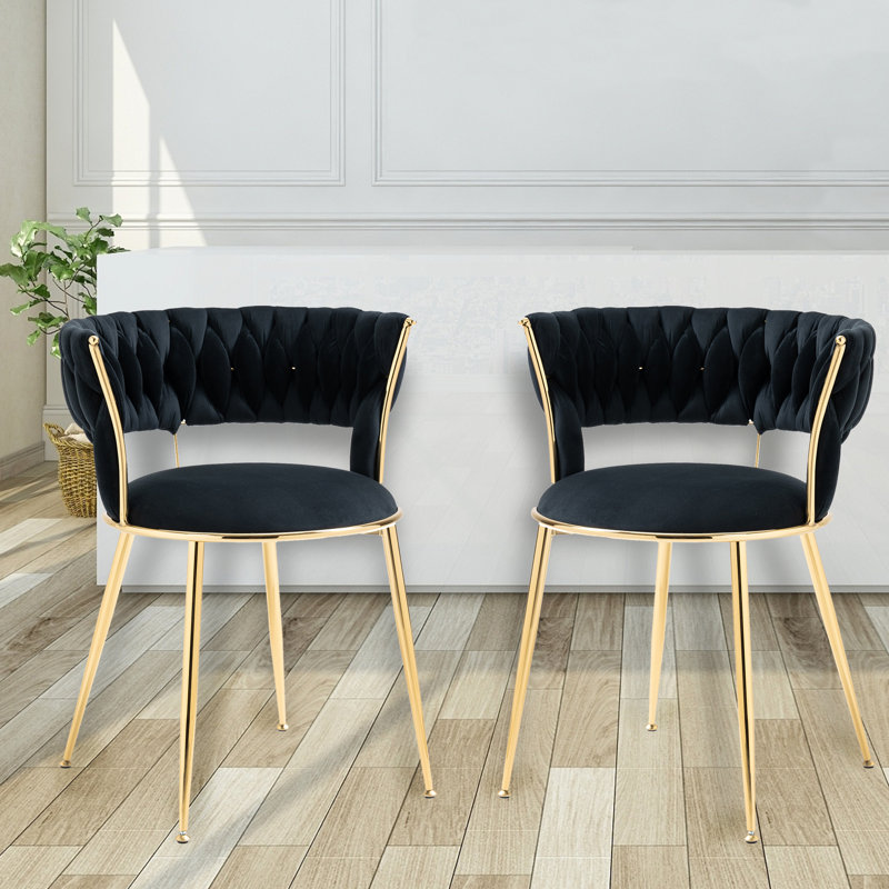 Velvet Tufted Dining Chair(set Of 2), Black