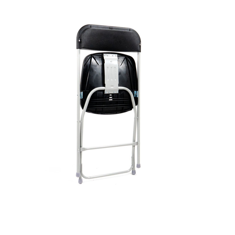 Budget Folding Chair, Foldable And Stackable, Steel Frame, 43X49X80Cm (Wxdxh), Grey, Black