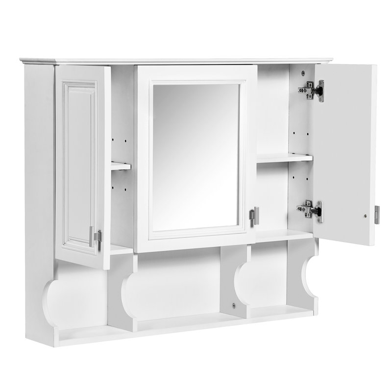 Armoire à pharmacie murale pour salle de bain, armoire de salle de bain moderne avec miroir, armoire à miroir avec tablettes ouvertes,
