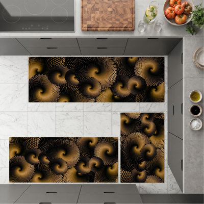 Golden Swirls Non-Slip Washable Kitchen Mats