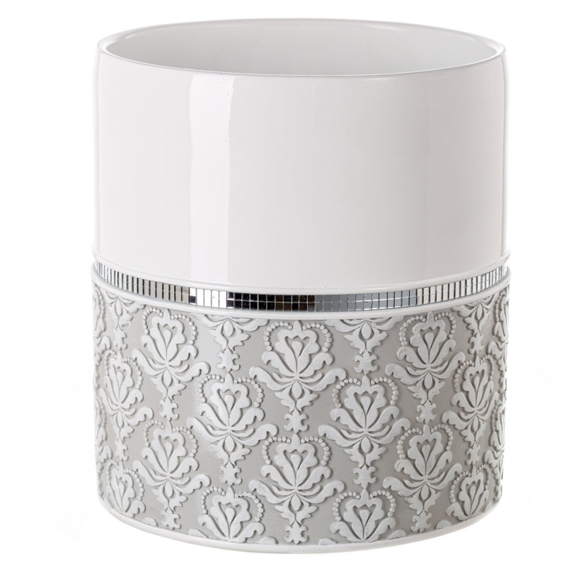 Mirror Damask Resin Open Waste Basket
