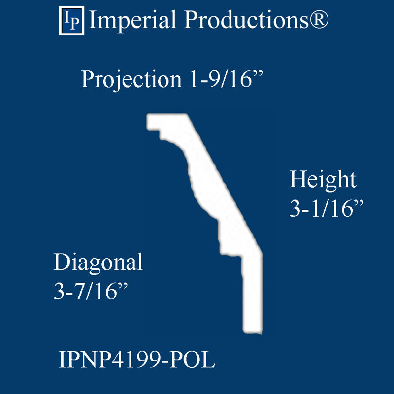 Couronne 3 1/16 po x l 94 1/4 po x P 1 9/16 po
