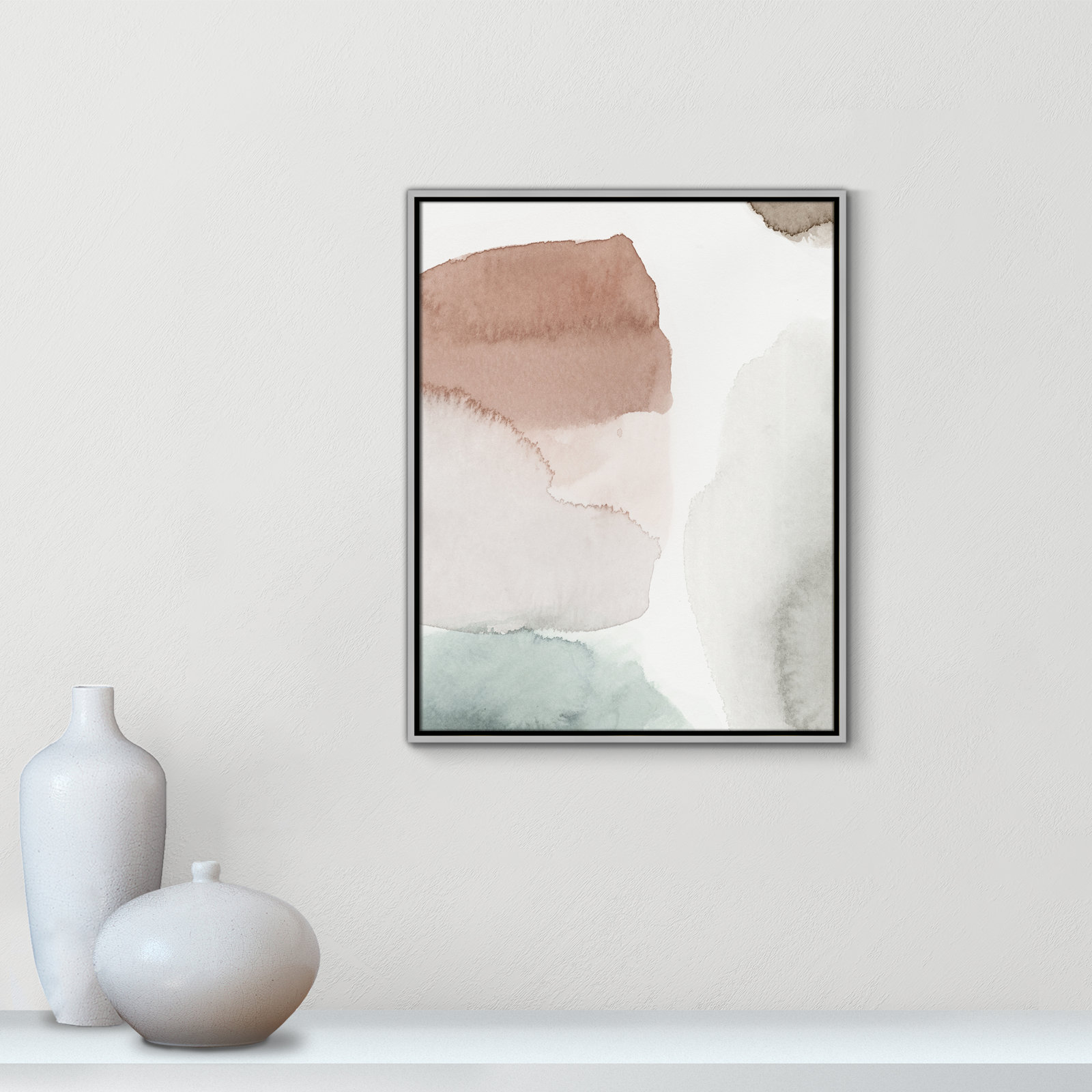 Weslyn "Hopeful II" Painting, 29.5" H x 23.5" W x 2" D, Silver Framed