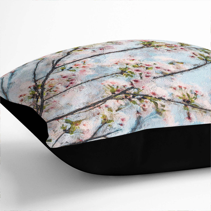 Floral Square Throw Cushion, Black, 55cm H x 55cm W x 20cm D
