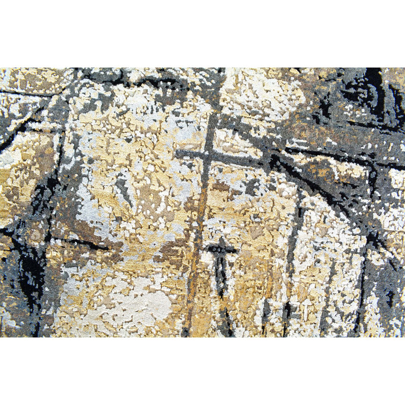 Abstract Area Rug in Gold