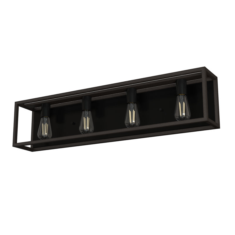 Squire Manor 4 Light Vanity Wall Light Fixture, Matte Black/Dark Ash