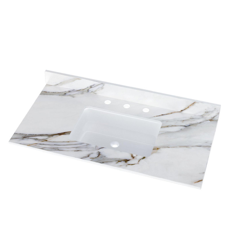 Dessus de meuble-lavabo en marbre 43 pouces, Centres de 4 po