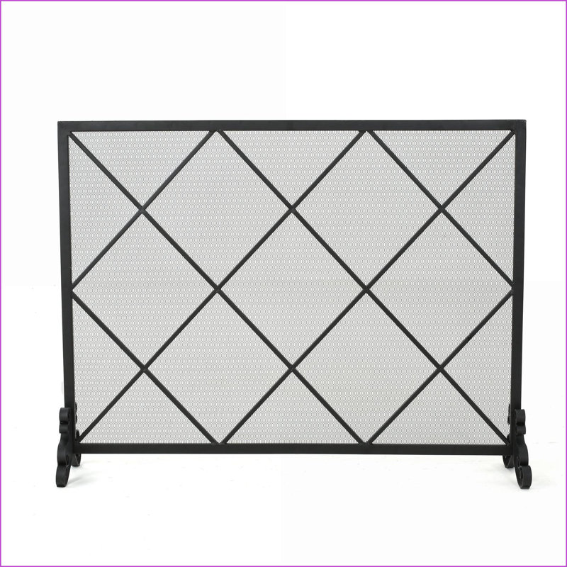 Fireplace Screen, Minimalist Diamond Iron Single Panel | Black | Iron