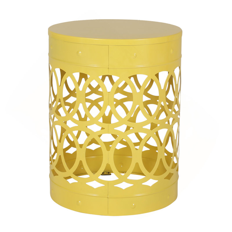 Outdoor Metal End Table -Large, Yellow