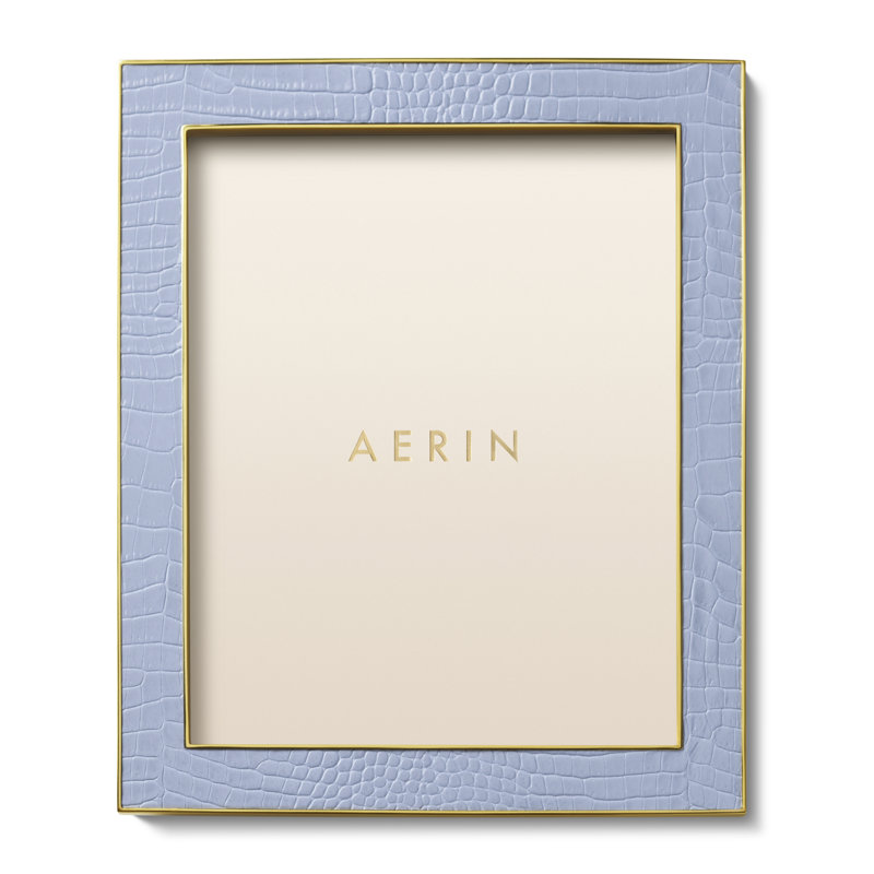 Hydrangea Blue Croc Embossed Leather 8" x 10" Picture Frame