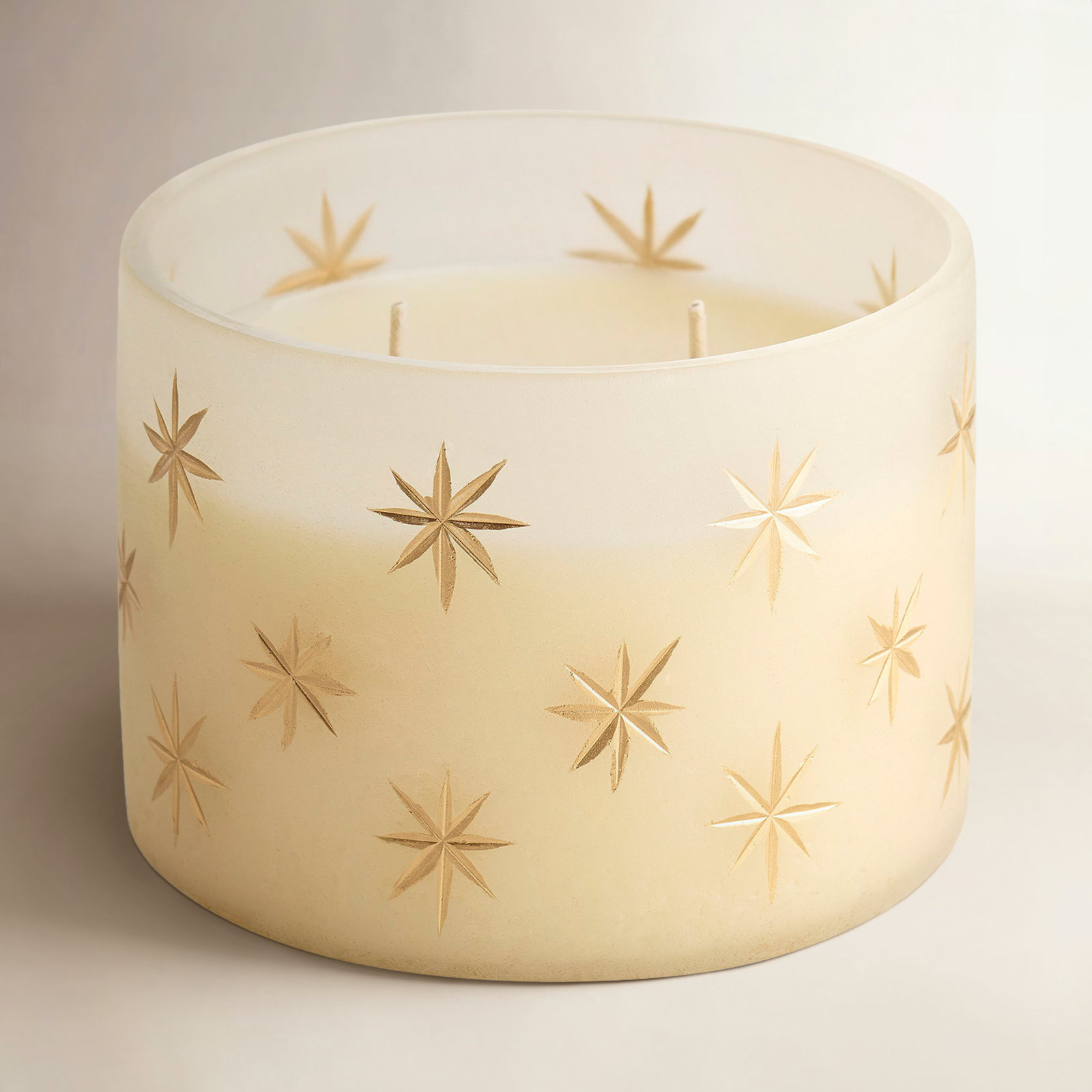 Winter Frosted Glass Candle, White