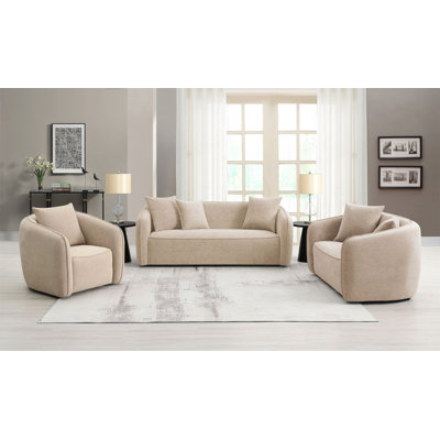 Ensemble de salon 3 pièces Keith Beige Chenille