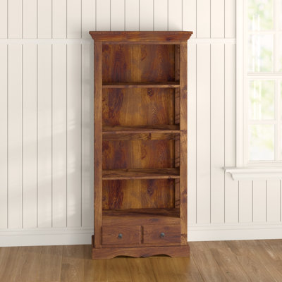 Indian 178cm H x 85cm W Solid Wood Standard Bookcase