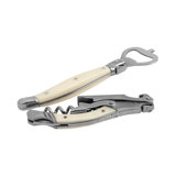 French Home Laguiole Barware Bottle Opener & Corkscrew Set With Faux Ivory Handles