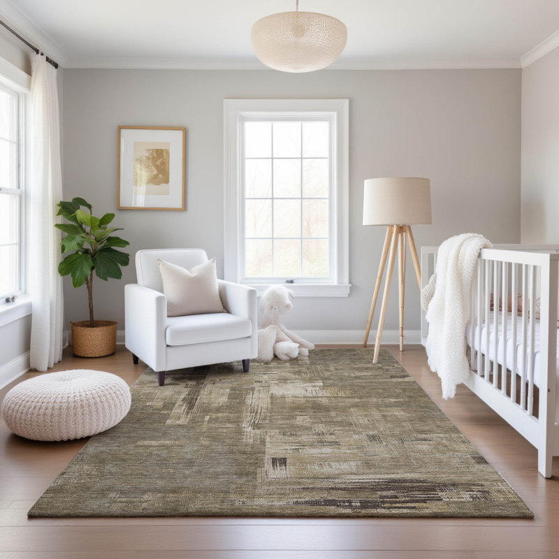 Premium Machine Washable Elize AMF1338 Blocks Rug, Rectangle 5' x 7'6"