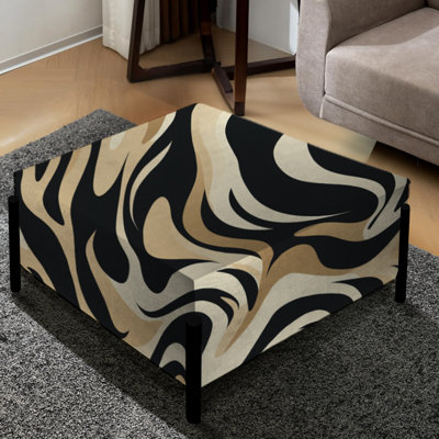 Moka Zebra Stripes Striped Motif II - Grand repose-pieds carré abstrait