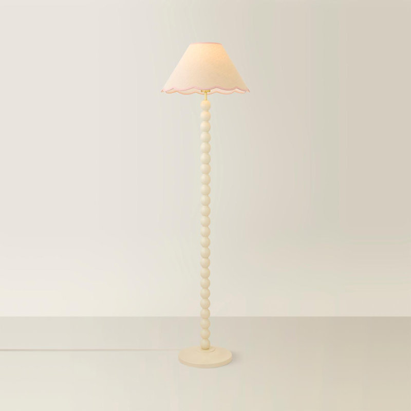 Helgomar 145cm Matte Traditional Floor Lamp, Cream/Pink, Cream