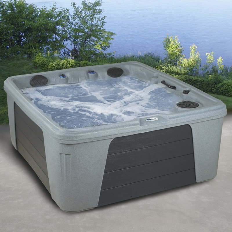 Trend 5-Person 28-Jet 54-Port Lounger Plug and Play Hot Tub Spa with Stainless Steel Heater, Digital Control, LED Lighting, Insulated Cover Included, Made in USA