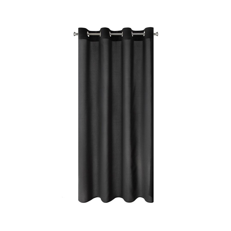 Rita Polyester Standard Eyelet Curtain Panel, Black