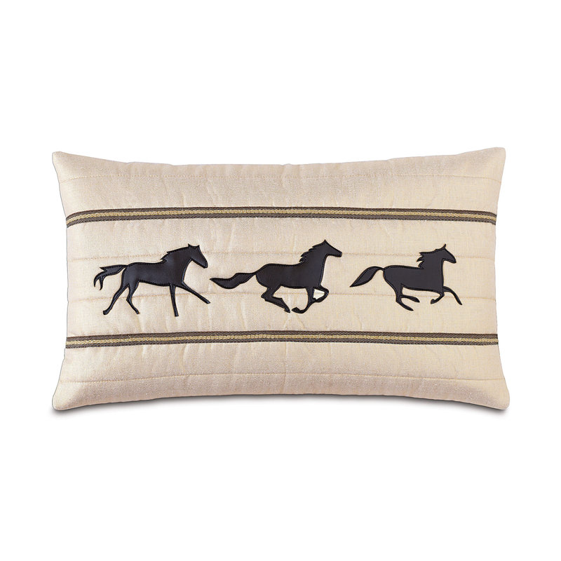 Equestrian Appliqued Down Linen Throw Pillow