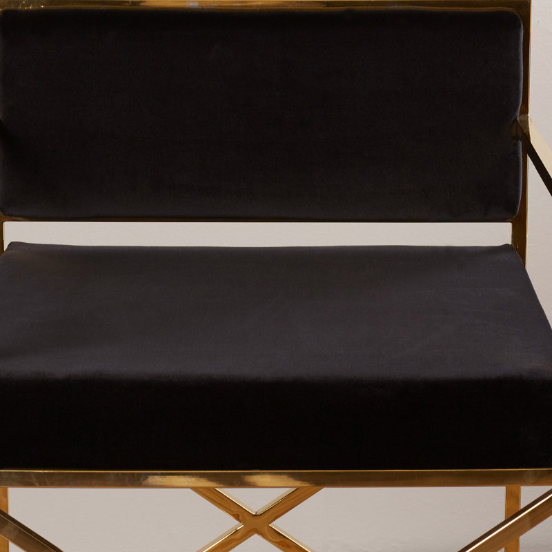 Tabouret Geordie, Noir et or, Tabouret de comptoir (siège d’une hauteur de 26