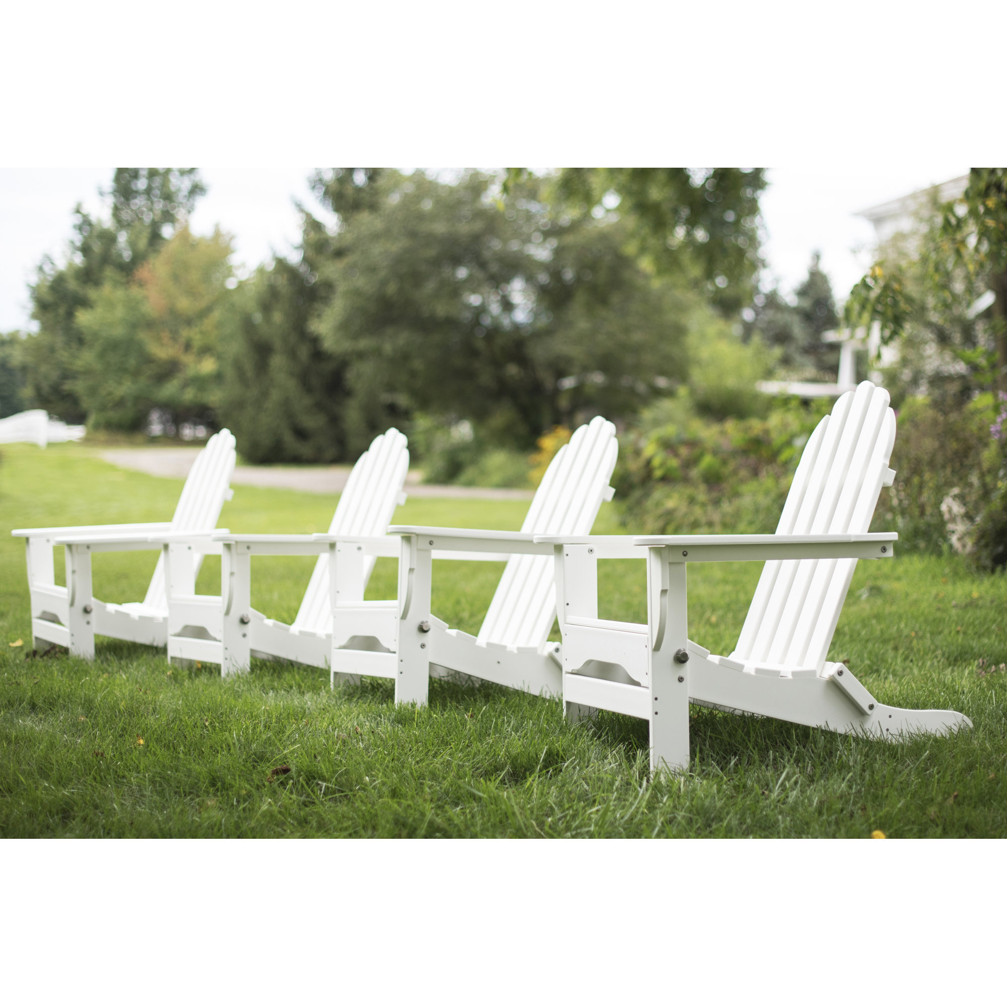 Leighton Foldable Outdoor Adirondack Set, White