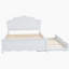 Lit plateforme double en bois avec tête de lit et lit gigogne simple, blanc-173872194
