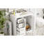 Meuble-lavabo 36 po, structure en bois massif, lavabo en céramique, 3 tiroirs, charnières, rangement spacieux, motif rainuré unique, poignée en métal exquis, style rétro, design moderne, facile à assembler, tiroir lisse
