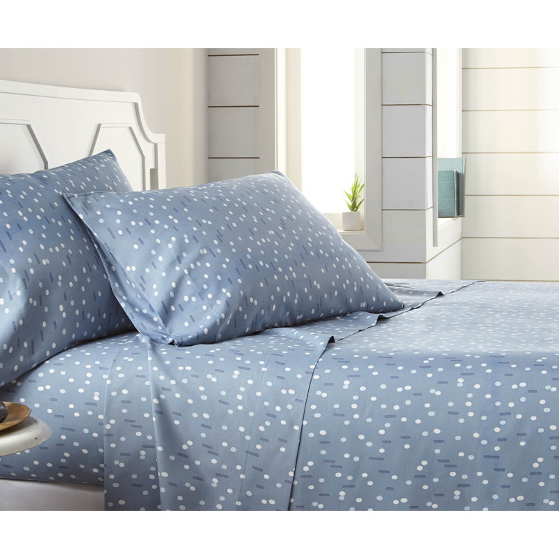 Ensemble de draps en microfibre à pois Vilano Choice, Ensemble de draps pour grand lit + un drap-housse , Bleu