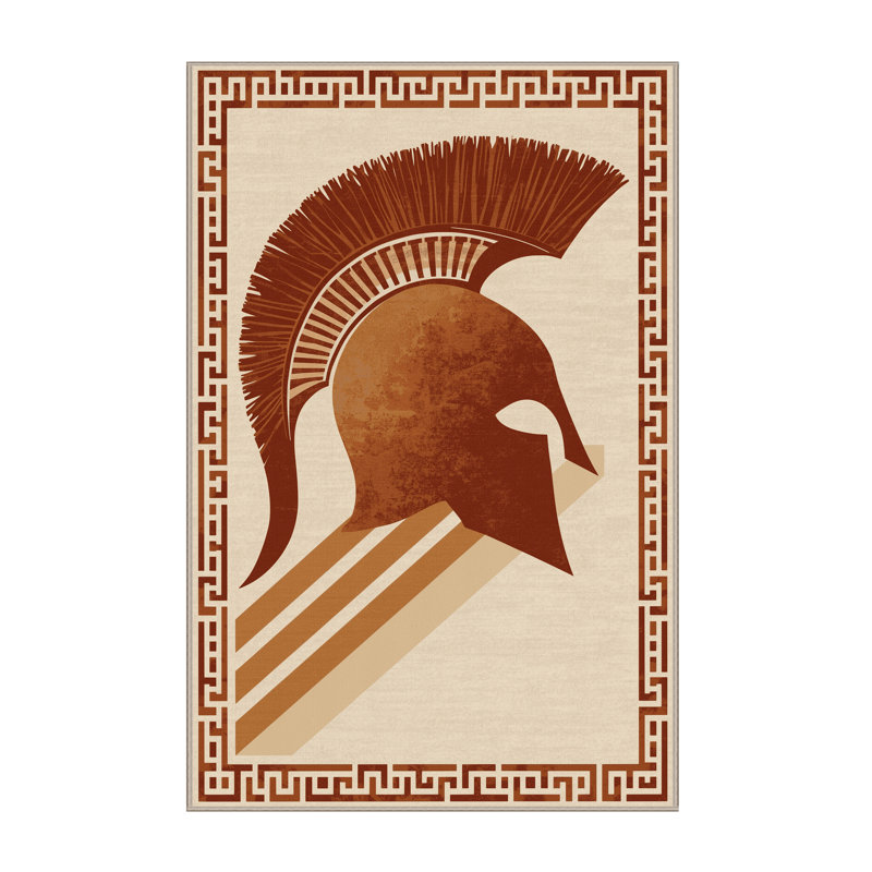 Tapis traditionnel moelleux doux à rayures Schroeder - beige, 5 x 7
