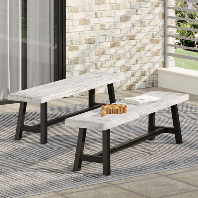 Outdoor Carlisle Benches, Sandblasted Rustic Metal (Set Of 2) by Lark Manor
