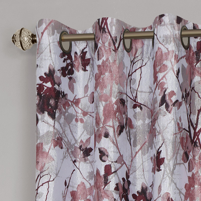 Sybilla Room Darkening Curtain Single Panel, 50" W x 63" L, Blush