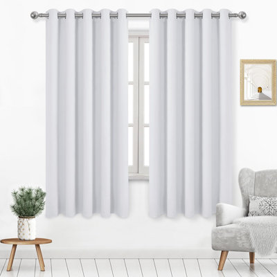 2 Thick Panels Room Darkening Blackout Curtains, Thermal Insulated Block Out Light Grommet Drapes