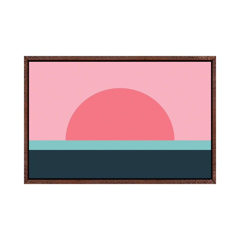 Sunseeker VII - Wrapped Canvas Print, 152.5 cm H x 101.5 cm W, Valencia/Turquoise/Viking Blue, Brown Framed