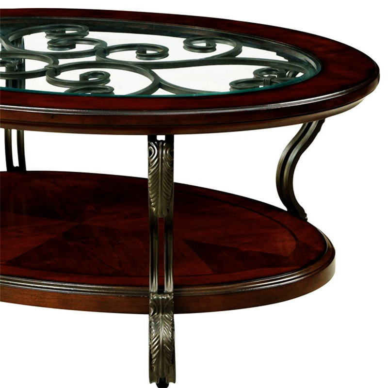 Table basse de style traditionnel 1pc avec tablette inférieure ouverte