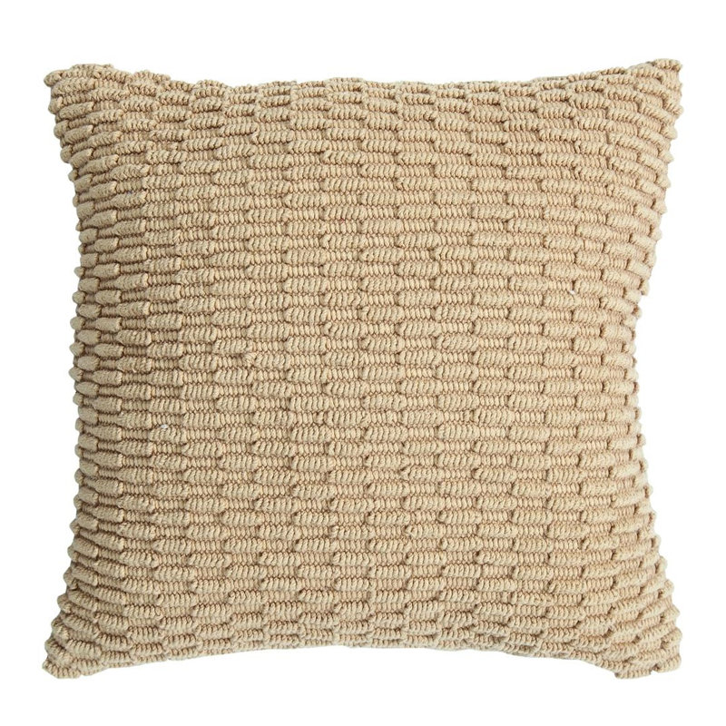  Square Cotton Pillow Cover & Insert, Beige