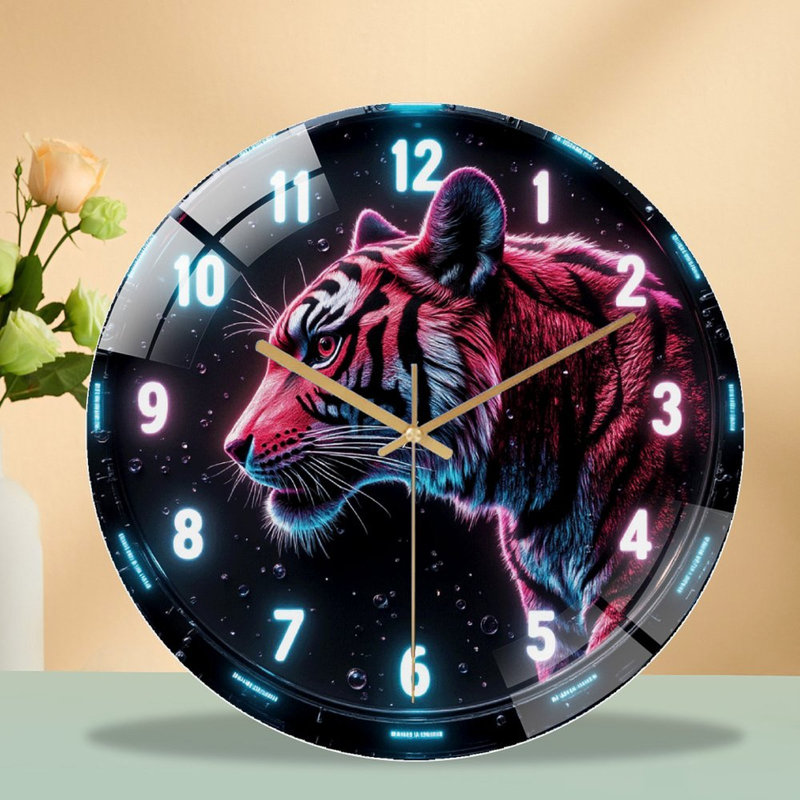 Horloge murale néon tigre 12 po