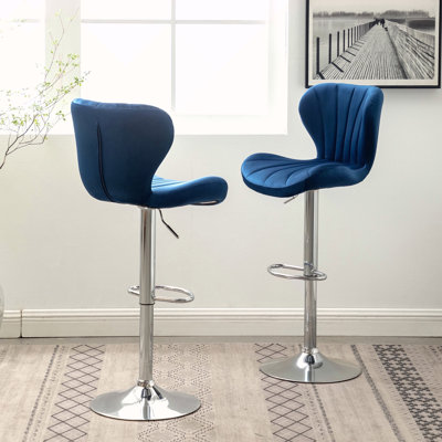Upholstered Adjustable Swivel Barstools, Set Of 2