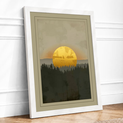 Sun Over Forest Minimalist - Framed Print