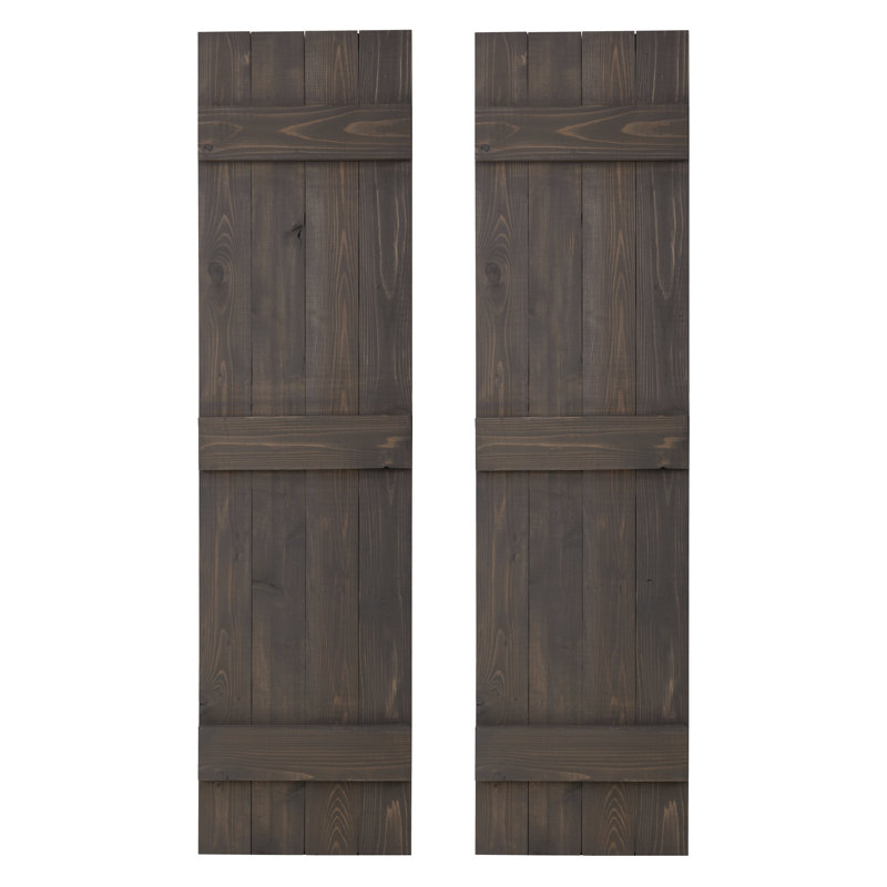 Volets traditionnels pour l'extérieur en planches avec couvre-joints, Gris pierre, 36" H