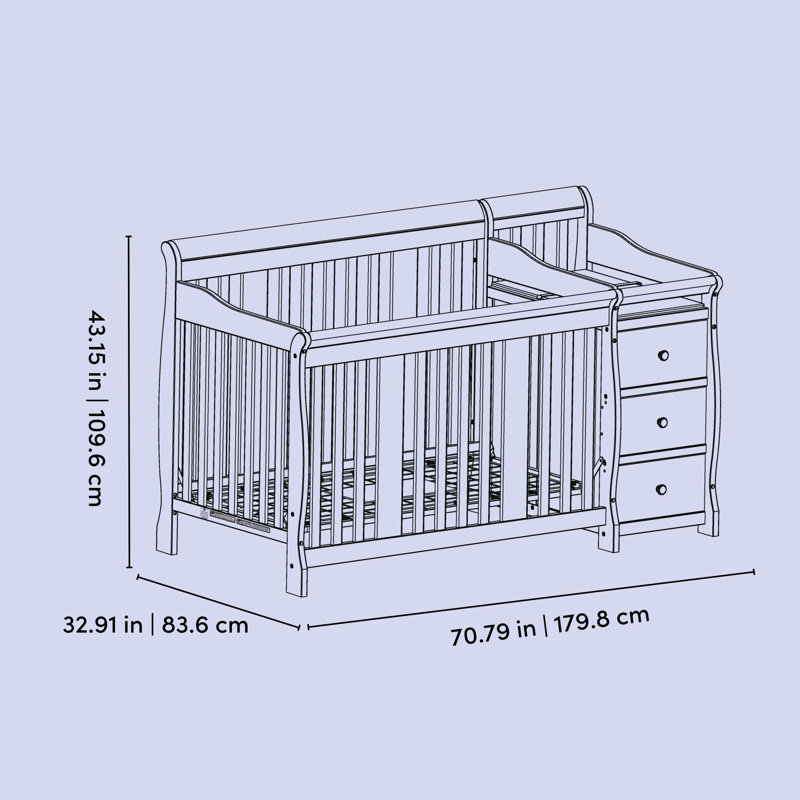 Lit de bébé convertible 5 en 1 Portofino avec table à langer, Brown