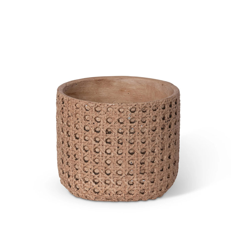 M Round Cane Orange Terracotta  Pot, 5'' H x 5.5'' W x 5.5'' D
