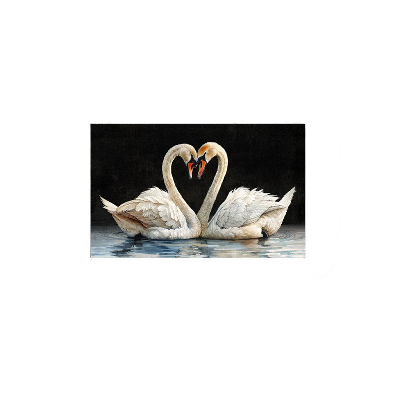 Art mural en forme de cœur Swan, 24 L x 36 l